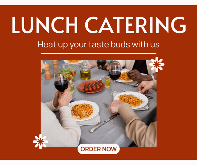 Lunch Catering Services with Appetizing and Fresh Dishes Facebook Tasarım Şablonu