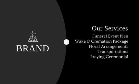 Professzionális temetkezési szolgáltatások hirdetése fekete színben Business Card 91x55mm tervezősablon