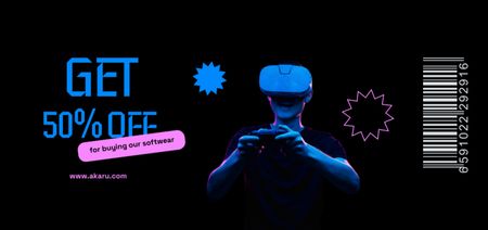 Man in Virtual Reality Glasses Coupon Din Large Design Template