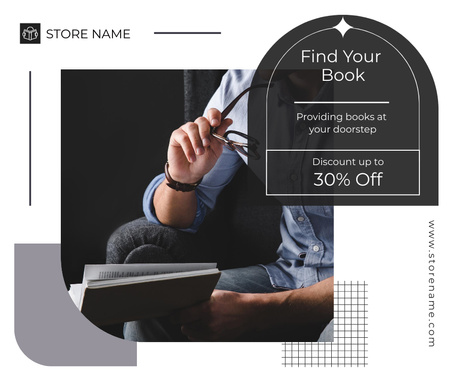 Book Store Discount Offer Facebook Modelo de Design