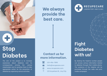 Cukorbetegség Prevenciós Orvosi Központ ajánlata Brochure tervezősablon
