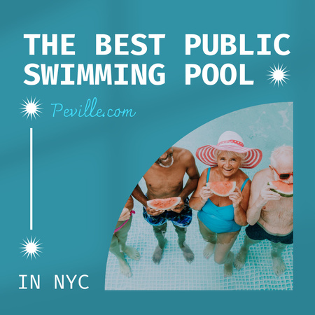 Public Swimming Pool Ad Animated Post Modelo de Design