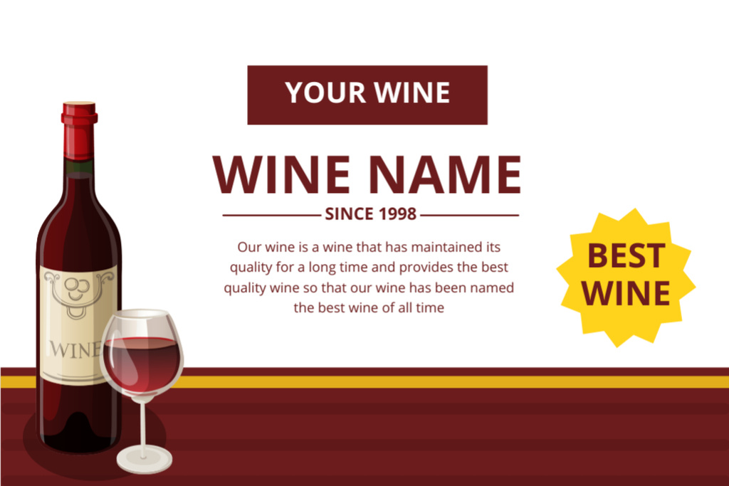Luxurious Red Wine Bottle Offer Label Tasarım Şablonu