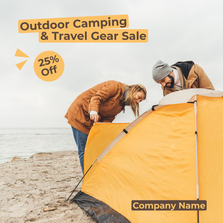 Designvorlage Verkauf von Camping- und Outdoor-Reiseausrüstung für Instagram AD