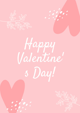 Cute Valentine's Day Greeting in Pink Postcard 5x7in Vertical Design Template