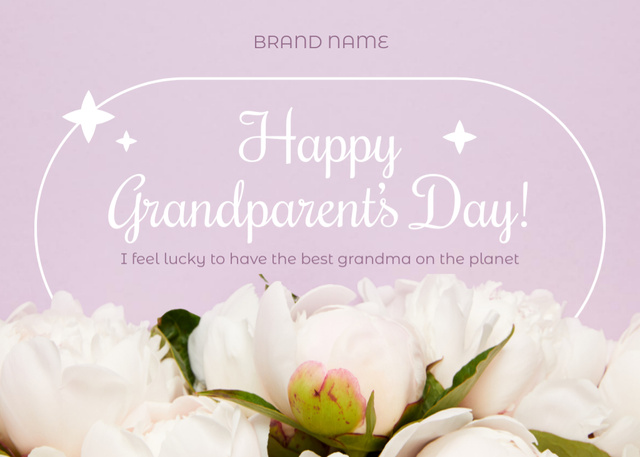 Happy Grandparents' Day Congrats With Floral Bouquet Postcard 5x7in Design Template
