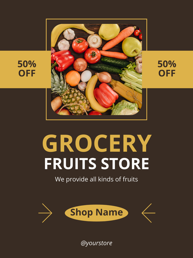 Grocery Fruits Store Promotion Poster US tervezősablon