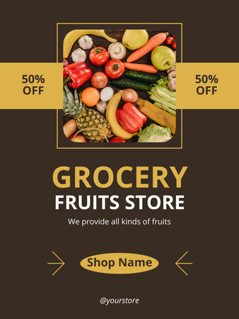 Grocery Fruits Store Promotion Poster US – шаблон для дизайну