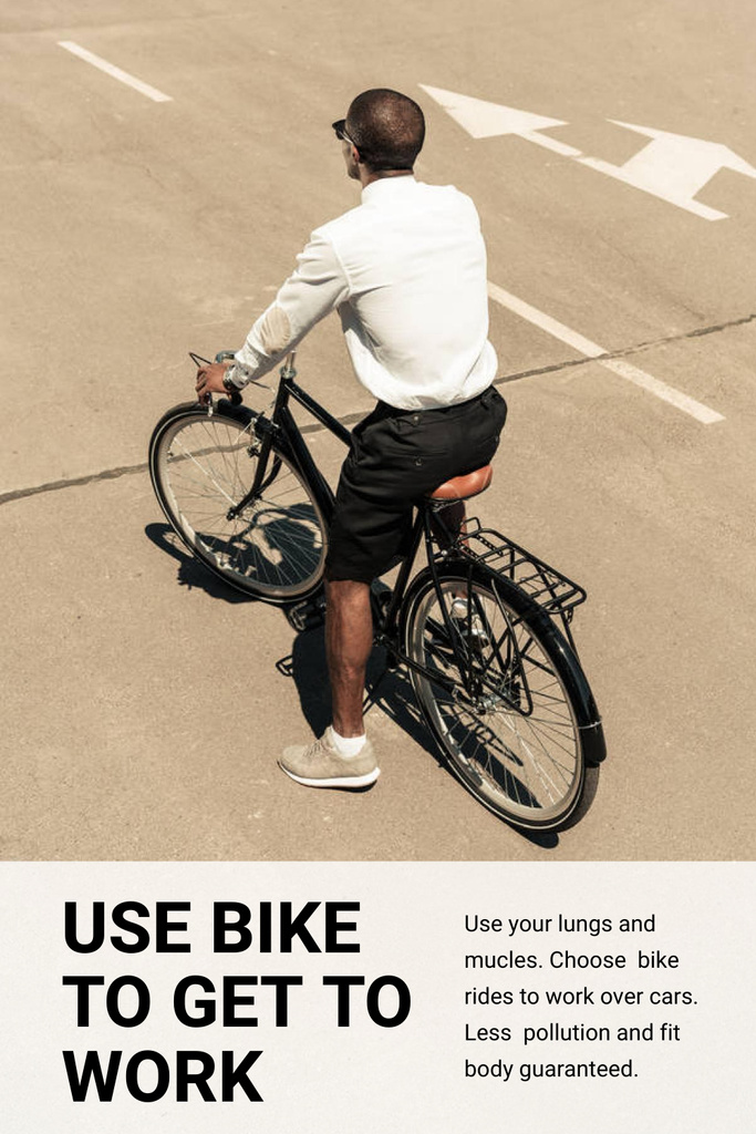 Ontwerpsjabloon van Pinterest van Ecological Bike to Work Concept