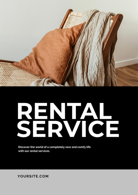 Rental Services Offer with Comfy Apartment Poster Modelo de Design
