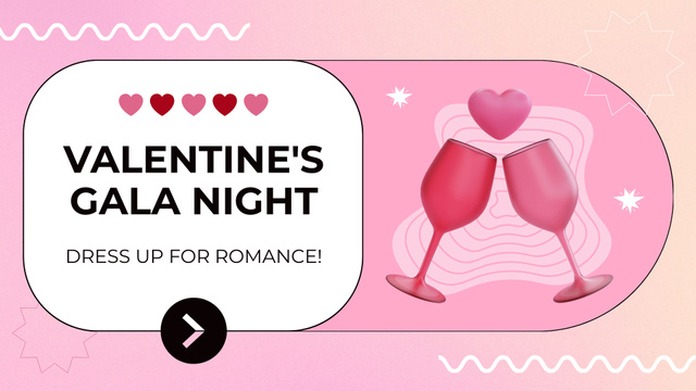 Valentine's Romantic Gala Night FB event cover – шаблон для дизайну