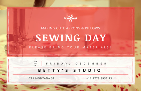 Sewing Day Event Announcement with Scissors Flyer 5.5x8.5in Horizontal Design Template