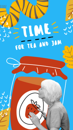 Szablon projektu Funny Illustration of Grandma and Huge Jam Instagram Story