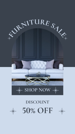 Furniture Sale with Sofa in Living Room Instagram Story Modelo de Design