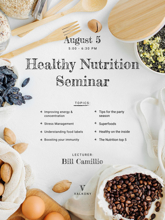 Plantilla de diseño de Healthy Nutrition Dishes on Table Poster US 