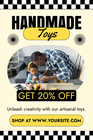 Platilla de diseño Discount on Handmade Toys with African American Family Pinterest