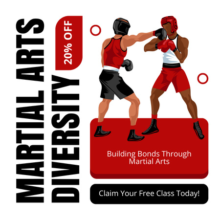 Martial Arts Courses with Illustration of Fighters Instagram Design Template