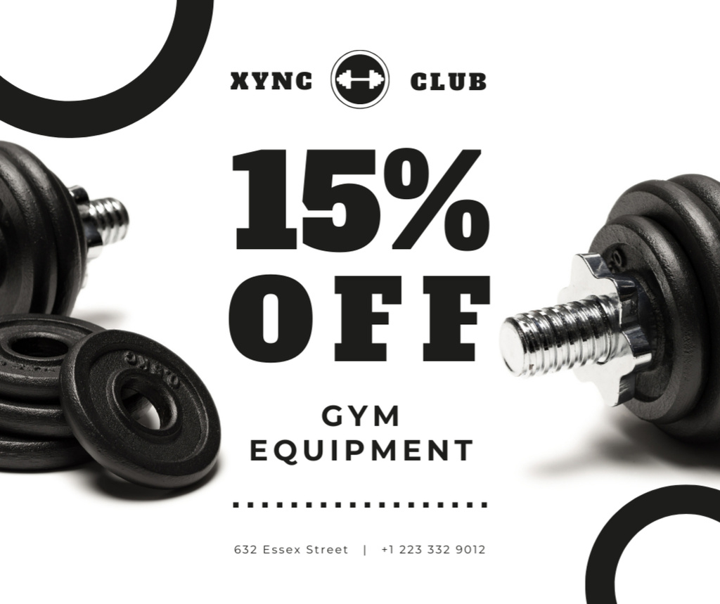 Template di design Gym Equipment Sale with Dumbbells Facebook
