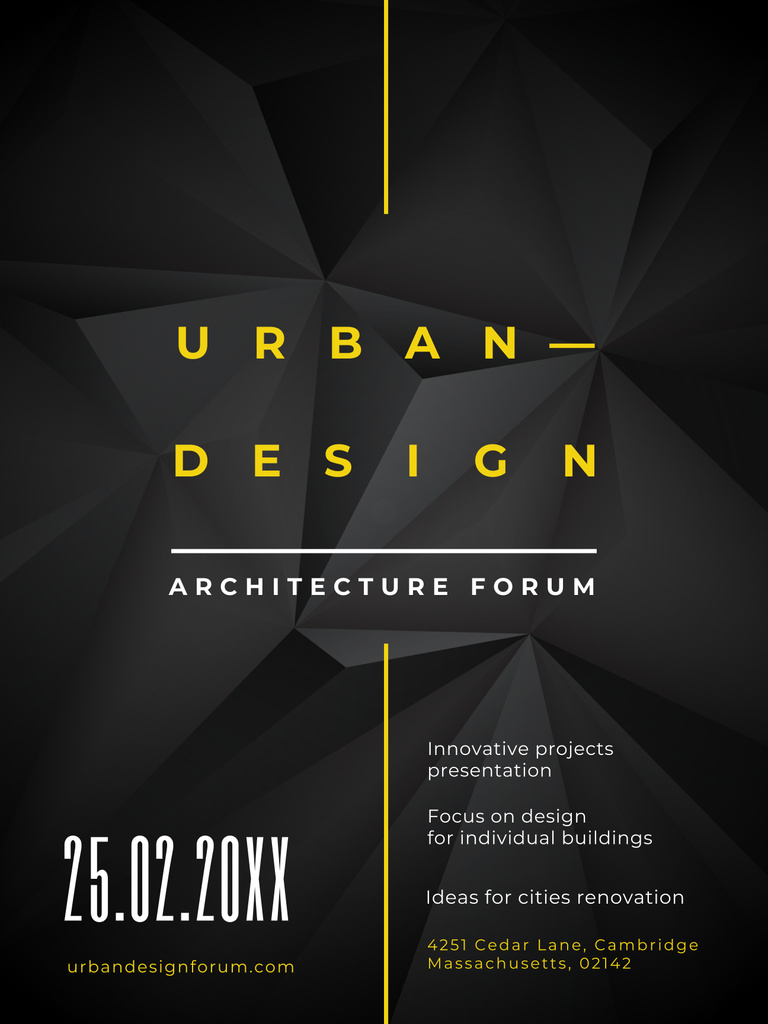 Designvorlage Urban Design Event Announcement with Modern Triangles für Poster 36x48in