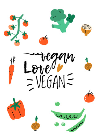 Sebzeli Vegan Yaşam Tarzı Konsepti Postcard 5x7in Vertical Tasarım Şablonu