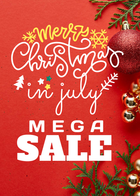 Sparkling Christmas Sale Announcement for July In Red Flayer Šablona návrhu