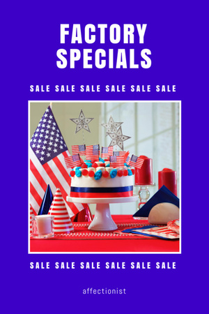 Designvorlage USA-Unabhängigkeitstag-Kuchen-Verkaufsangebot für Postcard 4x6in Vertical