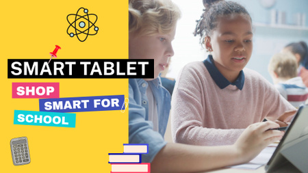 Modèle de visuel Tablettes éducatives pour l'offre scolaire avec des crayons - Full HD video