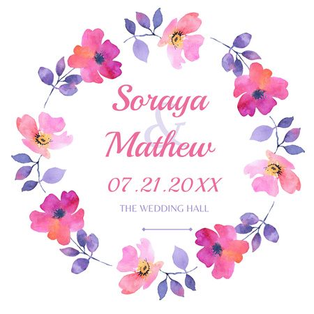 Wedding Invitation with Flower Wreath Instagram Design Template