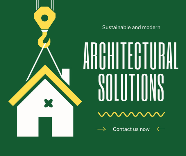 Architectural Solutions Ad with Illustration of House Facebookデザインテンプレート