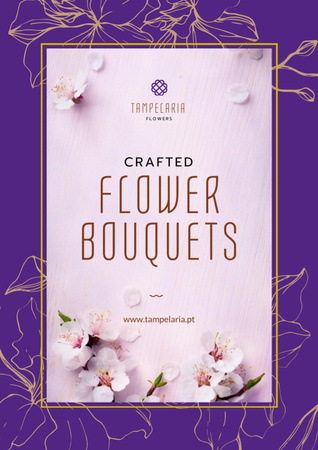Florist Services Ad White Flowers and Ribbons Flyer A4 Design Template