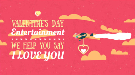 Plane carrying Valentine's Day Heart Full HD video Design Template