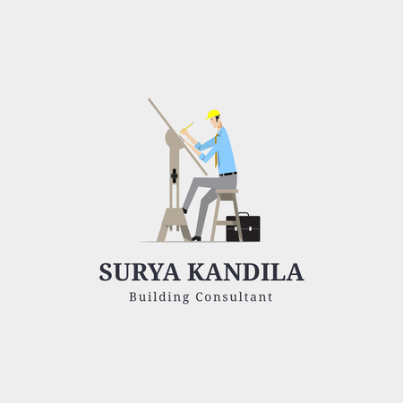 Building Consultant Working on a Project Logo Modelo de Design