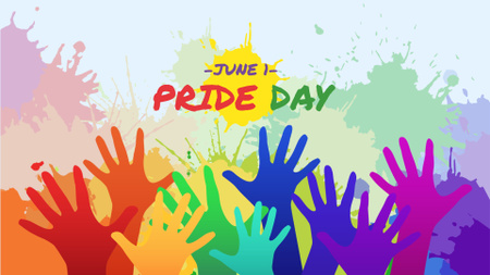 Pride Day Announcement with Colorful Hands FB event cover Design Template