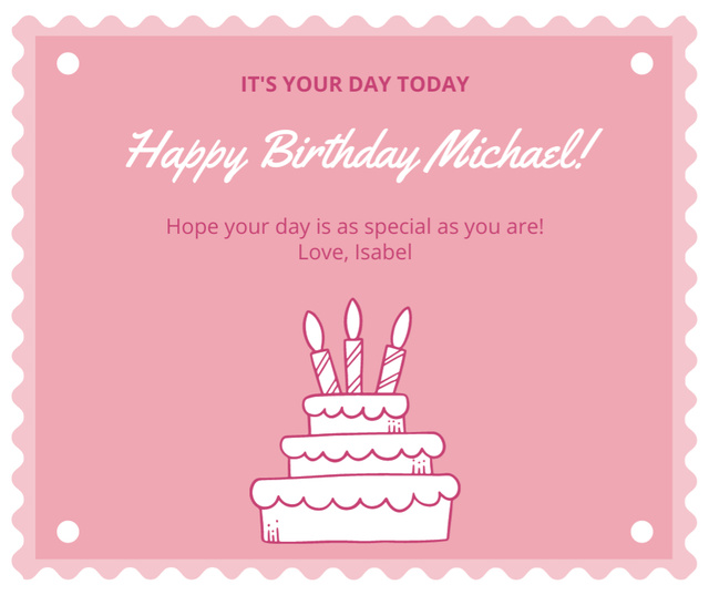 Greeting in Special Day on Pink Facebook Modelo de Design