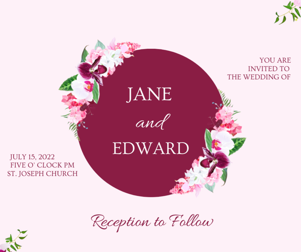 Wedding ceremony invitation Facebook Design Template