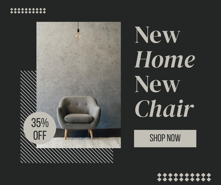 Designvorlage Neuer stilvoller Stuhl für die Inneneinrichtung für Facebook
