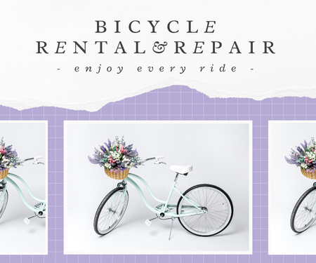 自転車レンタルと修理サービス Large Rectangleデザインテンプレート
