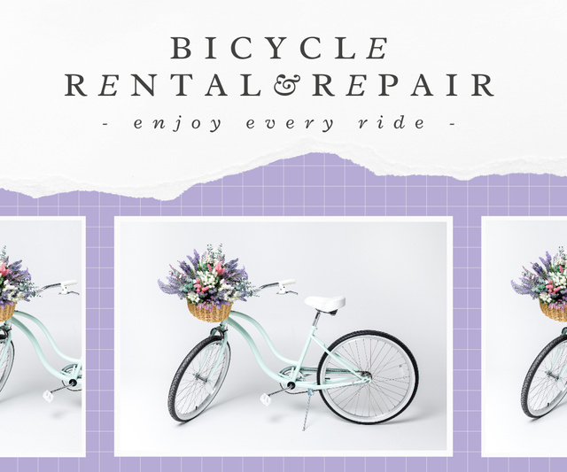 Bicycles Rentals and Repair Services Large Rectangle Πρότυπο σχεδίασης