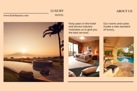 Stylish Hotel Accommodation Offer With Suite Flyer 4x6in Horizontal Design Template