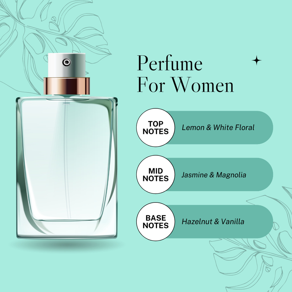 Perfume for Women with Plants Leaves Instagram Modelo de Design