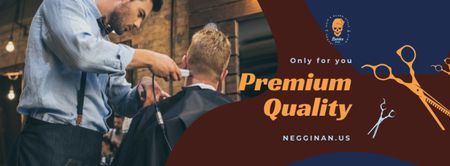 Client at professional barbershop Facebook cover Design Template