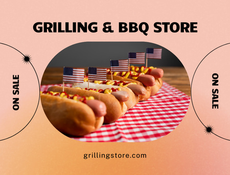 USA Independence Day Sale of BBQ Goods Postcard 4.2x5.5in Design Template