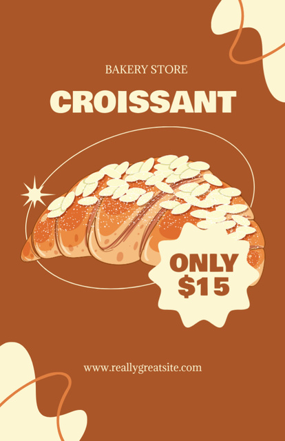 Croissants Discount Ad Recipe Card Tasarım Şablonu