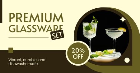 Discount Offer on Premium Glassware Facebook AD Design Template