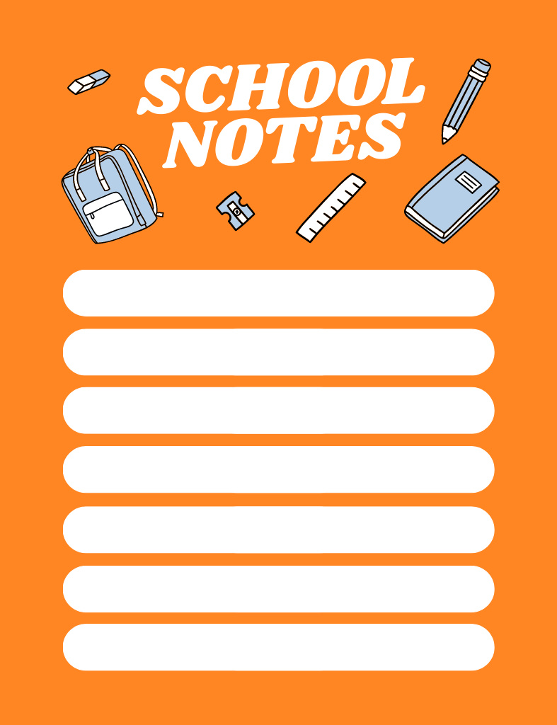 School Planner With Stationery In Orange Notepad 107x139mm – шаблон для дизайну