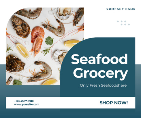 Template di design Fresh Seafood With Lemons Promotion Facebook
