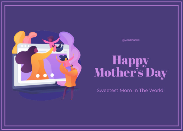 Mother's Day Greeting with Cute Phrase Postcard 5x7in Design Template