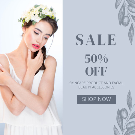 Affordable Skincare And Facial Accessories Discount Notification Instagram Design Template