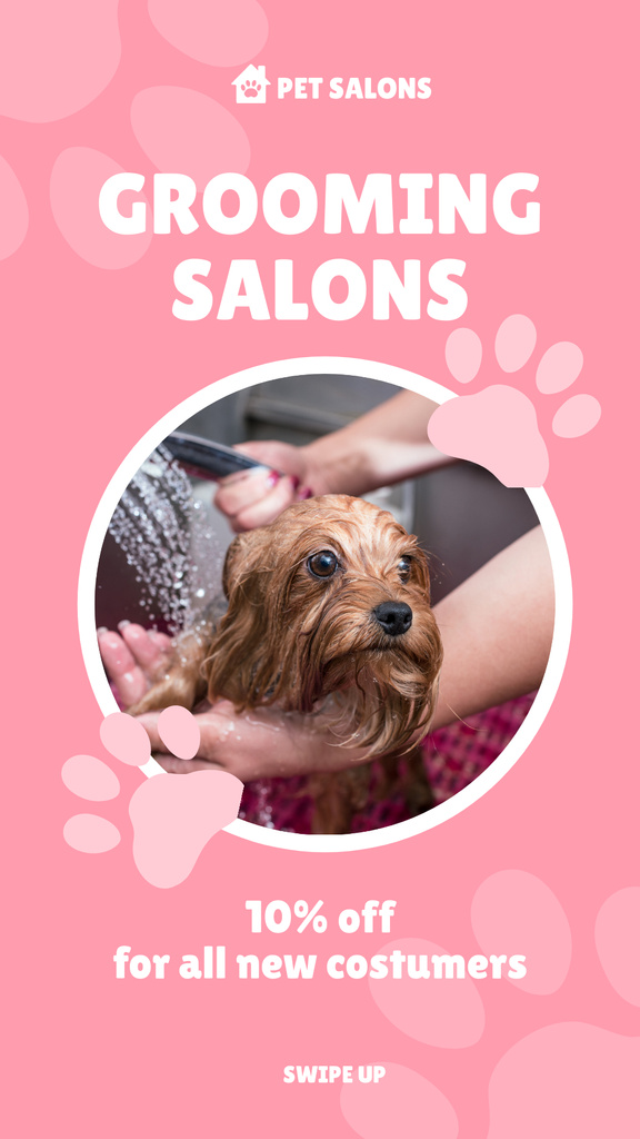 Pet Grooming Salon Ad Instagram Story Πρότυπο σχεδίασης
