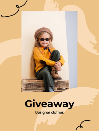 Plantilla de diseño de Anuncio de sorteo con una pequeña fashionista con gafas de sol Poster US 